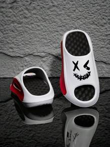 X 1 Pair Cute Asymmetric/Asymmetrical Cartoon Street Style EVA Couple Slippers, Massage Arch, For Home, Vacation, Outdoor, All Season