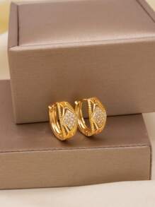 Boucles d'oreilles zirconium de luxe Dubaï, boucles d'oreilles créoles dorées, bijoux, boucles d'oreilles, piercings pour femmes, cadeaux de mariage africains
