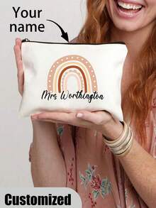 个性化教师包 - 定制彩虹手提包，花卉图案，大容量，带扣闭合 - 适合助教、毕业生或教学助理的理想感谢礼物，书包|花卉手提包|坚固的手柄 - 彩色 - 查看 5