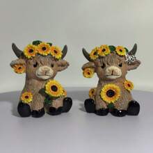 2pcs Creative Yak Vase - Dried Flower Vase - Desk Decoration Figurine Small Ornament Planter, Gift