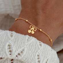 1pc New Cherry Stainless Steel Bead Chain Bracelet For Women