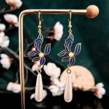 Vintage New Chinese Style Drop Earrings, Long Dangle Design For Party Holiday Daily Wear In Summer