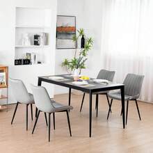 Dyhome Gray Dining Chairs Set Of 2,  Mid Century Modern Dining Chairs  Ergonomic Backrest Upholstered Dining Chairs Velvet Dining Chairs With Metal Legs For Kitchen Living Room Bedroom, Home Atmosphere Decoration. - Xám - Xem 8