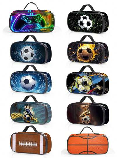 Pencil Case For Boys And Girls, Double-Sided Pattern Pencil Case, Large Storage Wallet Card Case,Compartment Pencil Case For School Students , Back To School Gifts