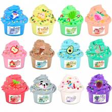 12/10/8/6 件装迷你黄油史莱姆套装，适合女孩，派对礼物，有弹性且不粘，男孩减压玩具，儿童柔软 DIY 史莱姆（45 毫升）