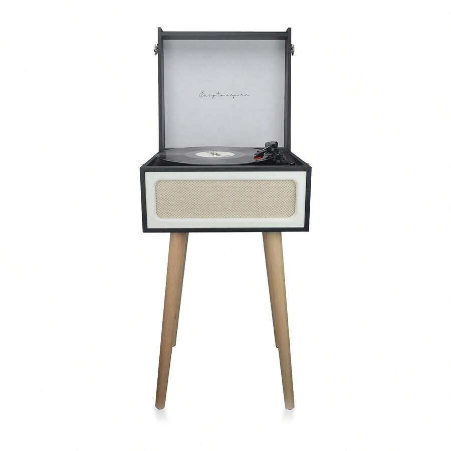 PRIXTON Tocadiscos Vintage Detroit, Reproductor de Vinilos y Música por Bluetooth, Radio FM, 2 Altavoces Incorporados ✅ Entrega 24/48h - Blanco - Ver 1