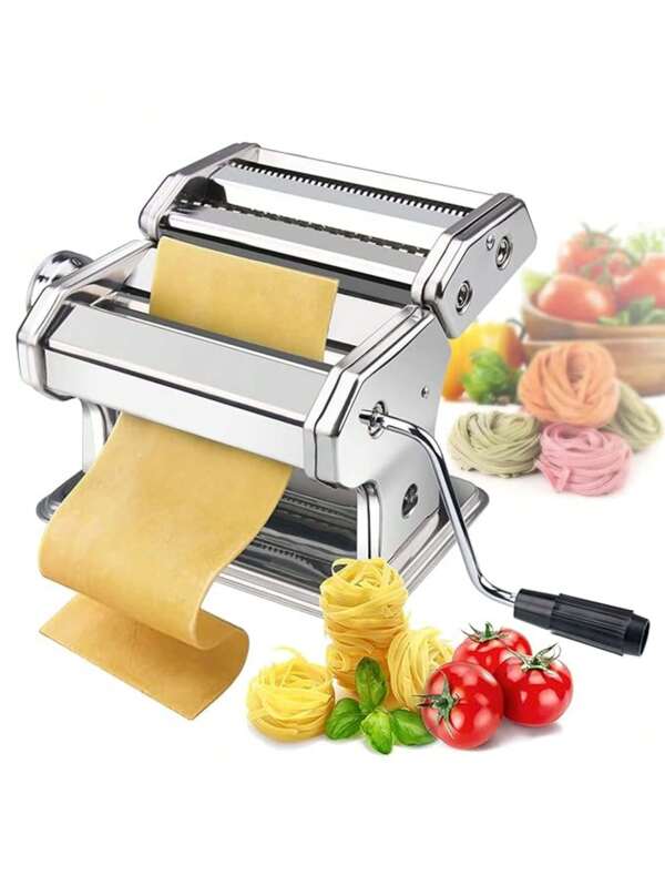 Pressa per noodles, 7 impostazioni di spessore regolabili, 150 rulli per noodles con rullo e taglierina 2 in 1, perfetta per preparare spaghetti, lasagne, lasagne o ravioli - Argento, macchina manuale per noodles in acciaio inossidabile per preparare noodles italiani, facile da pulire e utilizzare, utensili da cucina