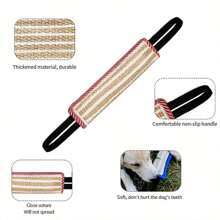 1pc - Dog Tug Toy Dog Bite Jute Pillow Training Toy With 2 Strong Handles