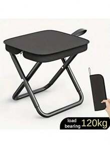 1 Pc Portable Folding Chair For Teenagers, Ferroalloy Frame, Folding Outdoor Picnic Camping Bench, Lightweight Travel Seat, Fishing Accessories, Carrying Bag Included