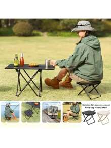 1 Pc Portable Folding Chair For Teenagers, Ferroalloy Frame, Folding Outdoor Picnic Camping Bench, Lightweight Travel Seat, Fishing Accessories, Carrying Bag Included