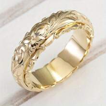 1pc Fashion Vintage Surface Carved Bloom Pattern Design Personalized Ring - Perfect For Daily And Party Holiday Jewelry- Without Box