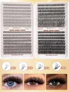 640pcs DIY Lash Extension Kit With Bond And Seal, Tweezers,10D 20D 30D 40D 50D 60D 80D 100D Volume 9-18mm Individual Cluster False Eyelash Long Faux Mink Soft Hair Fake Eyelash Cat Eye Makeup Tool For Beauty Parties Travel - Multicolor - View 13