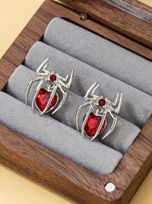 1 Pair Fashion Punk Spider Design Stud Earrings, Suitable For Women Street Style, Party, Commute