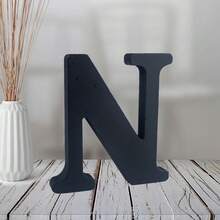 Local Delivery-- 4 Inch Black Wood Letters Unfinished Wood Letters For Halloween Decorative Standing Letters Slices Sign Board Decoration For Craft Home Party Projects (A) - N - 查看 1