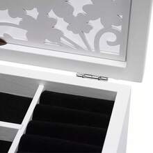 WANLECY Caja de joyería de 6 niveles blanca con capacidad grande, caja de almacenamiento de madera para anillos, collares y vuelta al dormitorio escolar - Blanco - Ver 6