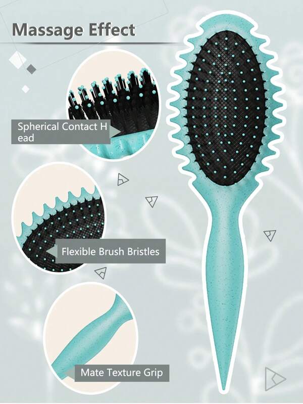 1pc Curl Defining Brush For Wet & Dry Hair – Detangling, Scalp Massage & Styling Tool For Home Or Travel