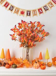 2PCS/4PCS/6PCS Bundle Artificial Autumn Flowers Fake Plastic Plants Indoor And Outdoor Hanging Flower Pots Non Fading Artificial Autumn Plants Thanksgiving Christmas Wedding Party Home Garden Fireplace Decoration