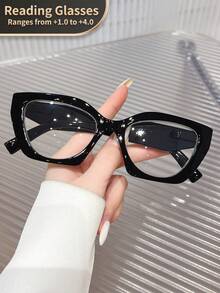 LiMiaoMiao 1pc Women Oval Vintage Reading Glasses, Clear Transparent Computer Magnifying Glasses, Strength +1.0 To +4.0