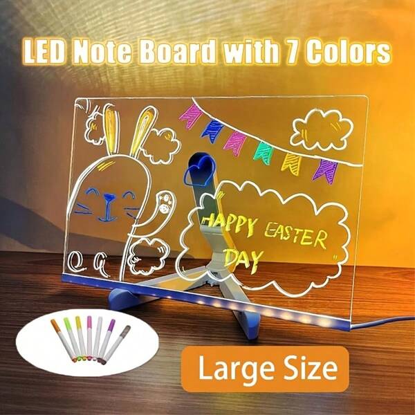 LED Acrylic Luminous Drawing Board, Creative DIY Hand-Painted Design, With 7 Brushes And Stands, Handwritten Memo And Information Display, Perfect Choice For Home And Commercial Decoration, Artistic Creation, Advertising Display And New Year Gift