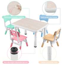 Kids Table And Chairs Set, Height-Adjustable Toddler Table And Chairs Set For Age 3-8, 31.5''Lx23.6''W Graffiti Desktop, Kids Activity Table For Daycare, Classroom, Home - Nhiều màu - Xem 5