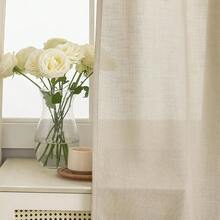 Nuevas cortinas de lino de color caqui marrón de 96 pulgadas de largo para la sala de estar, con ojales de bronce, estilo bohemio, semitransparentes, juego de 2 paneles - Caqui 52 ancho x 96 largo (paquete de 2) - Ver 4