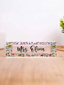 1pc Personalized Teacher Desk Sign, Teacher Acrylic Block Name Plate, Teachers Gifts Acrylic Plaque, Teacher Desk Decorations For Office School Supplies, Back-To-School Gift - Multicolor - View 18