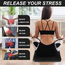 Gel Seat Cushion For Long Sitting, (2.4 Inch Extra Thick) Gel Cushion For Pressure Relief, Soft&Breathable Car Seat Cushion, Egg Crate Cushion For Chair, None Pressure Point Chair Cushion For Hip Pain - 黑色 - 查看 5