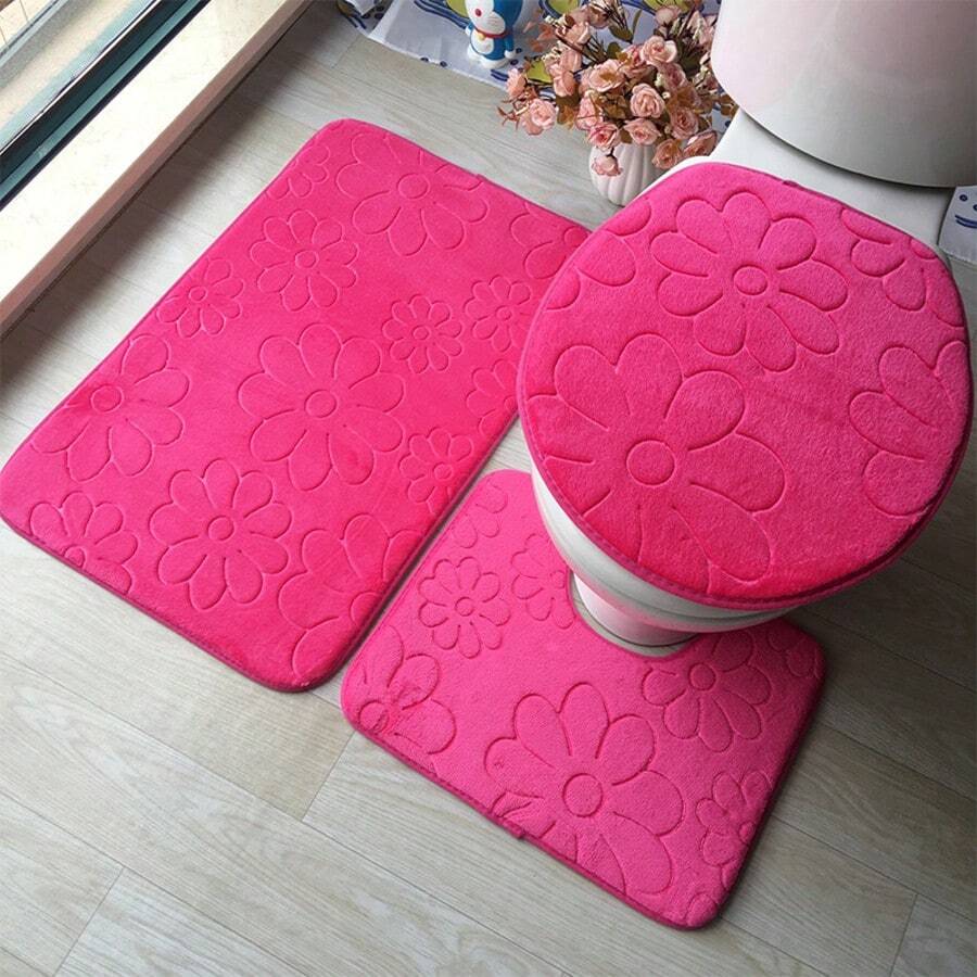 Bathroom Set Designed (Plain) With 3 Non-Slip Pieces (*VARIOUS DESIGNS*)