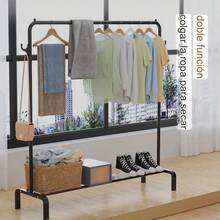 Perchero sencillo para el suelo del dormitorio, perchero grueso para el dormitorio, perchero plegable para ropa de interior - Negro - Ver 10