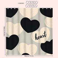 1/4 Stücke Herz-Themen Badezimmer Duschvorhang Set, Badematte, U-förmiger Toilettendeckel, wasserdichter Duschvorhang, moderne Badezimmer Dekoration, waschbar aus Polyester, ohne Bohren erforderlich Herbst Dekor Badezimmer Accessoires Rückkehr zur Schule