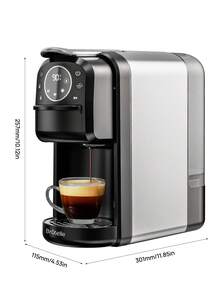 Brutelle 咖啡机 三合一胶囊咖啡机 700ML 可拆卸水箱 1400W 快速加热 20Bar 高压萃取 小型多功能咖啡机 黑色 适用于家庭咖啡厅咖啡角