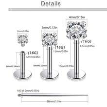 13 件 16G 唇环耳屏穿孔珠宝唇钉手术不锈钢不同尺寸平背软骨耳轮耳钉穿孔珠宝条 6 毫米 8 毫米 10 毫米