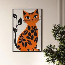 1/3pcs Boho Cats Art Print Set, Floral Wall Art, Illustration Printable Wall Art, 3 PiecesWall Art, Gallery Wall, Home Decor, Cat Artwork, Art Prints (Framed/Unframed) - Multicolor - View 19