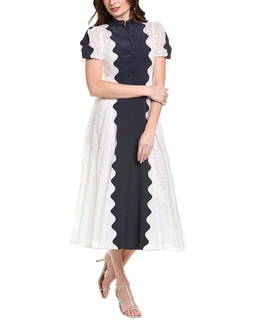 Valentino Eyelet Midi Dress - 藍色 - 查看 1
