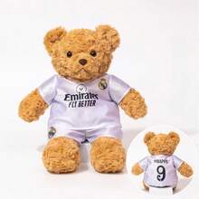 1 件可爱卡通欧冠和英超足球球衣毛绒熊玩偶，穿着球衣的泰迪熊，足球迷体育纪念品，男士礼物 - 彩色 - 查看 19