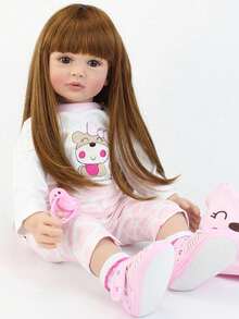 60 cm princess reborn toddler baby doll soft vinyl lifelike girl newborn 24 inch bedtime toy muñeca vinilo suave tamaño real figura colección navidad - Muñeca terminada - Ver 2