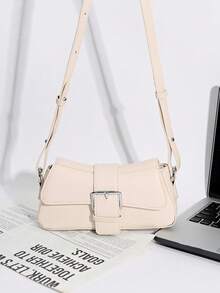 DareSee Casual Versatile Minimalist Fashionable Flap Shoulder Bag Music Fest Y2KFest Back To School Autumn Winter Gifts - Beige - View 5