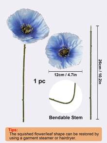 Set de 6/12 piezas de flores artificiales con tallos incluidos, flores falsas DIY para decoración del hogar, bodas, fiestas, centros de mesa, flores de seda para tocados y pantuflas - Azul menta - Ver 2