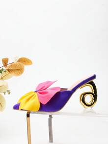 New Asymmetric Heel, Multi-Color Rhinestone Glass Flower Design, Sexy & Fashionable Women High Heel Shoes, Four Seasons - Purple - View 6