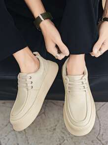 Herren Low-Top Leder Freizeitschuhe, Leichte Rutschfeste Fashion Sneakers, Vielseitig Ganzjährig
