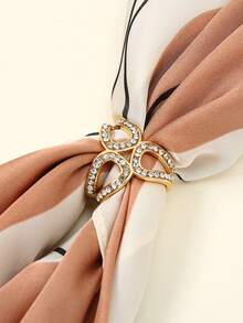 1個女士三環中空絲巾扣,適用於固定衣角和飾品裝飾 - 金色 - 查看 4