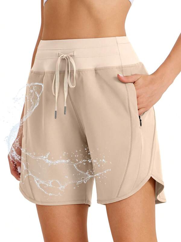 ZUTY 7" High Waisted Athletic Shorts For Women Running Workout Long Shorts With 3 Zipper Pockets Summer