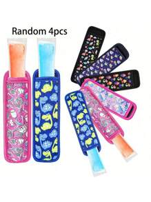 1 pièce/4 pièces Manches de sucette glacée, Manchons isolants, Housses de rack de sucettes glacées, Sacs de sucettes glacées colorés, Supports de sucettes glacées réutilisables et lavables, Fournitures d'été, Articles ménagers