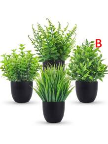 1/4pcs Black Flower Pot Simulation Plants With Small Artificial Plants, Including Pots For Indoor Home Decor, Office, Bathroom And Bedroom, Perfect For Indoor Desk Artificial Plant Decoration, Wedding Decoration, Birthday Party Gift, Garden Decoration, Outdoor Plants, Gardening, Fake Flowers, Room Decor, Home Decor