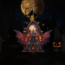Adorno colgante de acrílico para ventana de Halloween, decoración de pared de murciélago para el hogar, cafetería, porche y árbol. - Burdeos - Ver 2
