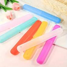 4pcs Portable Toothbrush Storage Box, Plastic Toothbrush Holder, Travel Toothbrush Case - Ventilated Oral Care Accessory, Suitable For Home, Business And Camping | Stylish Toothbrush Rack | Durable Semi-Transparent Plastic (Random Color)
