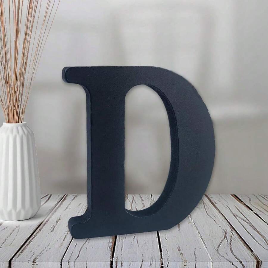 Local Delivery-- 4 Inch Black Wood Letters Unfinished Wood Letters For Halloween Decorative Standing Letters Slices Sign Board Decoration For Craft Home Party Projects (A) - D - View 1