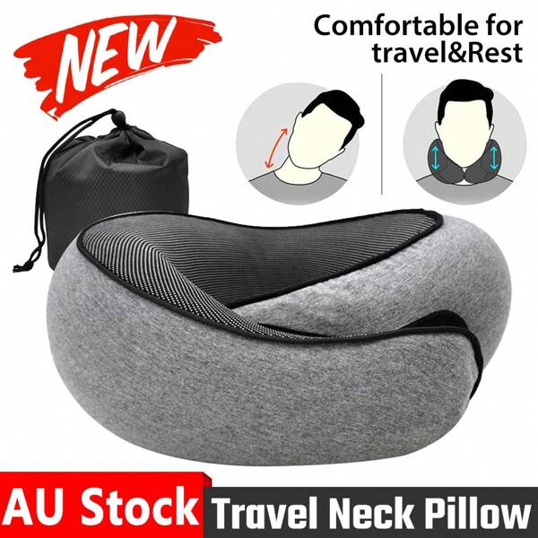 Soft U Shaped Travel Pillow Neck Support Memory Foam Comfortable Breathable Washable With Bag