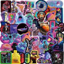 52pcs Colorful Edge Cyberpunk Style Cartoon Decals Graffiti Vinyl Waterproof Stickers Decorated Suitcase Water Bottle DIY Phone Laptop Computer Skateboard Luggage Helmet Self Adhesive, School Supplies,Back To School