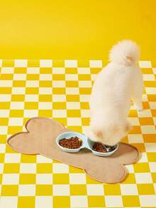 PETSIN 1 件骨头形状多爪餐垫狗食垫防滑硅胶狗碗垫加厚宠物餐垫防水猫喂食垫带凸起边缘小狗小猫喂食垫适合中小型犬猫食盘 - 彩色 - 查看 2